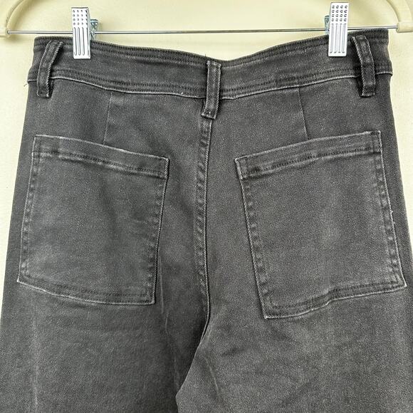 NEW ee:some Wide Leg Jeans Cropped Frayed Hem Boho Festival Black Denim Small - Picture 4 of 9